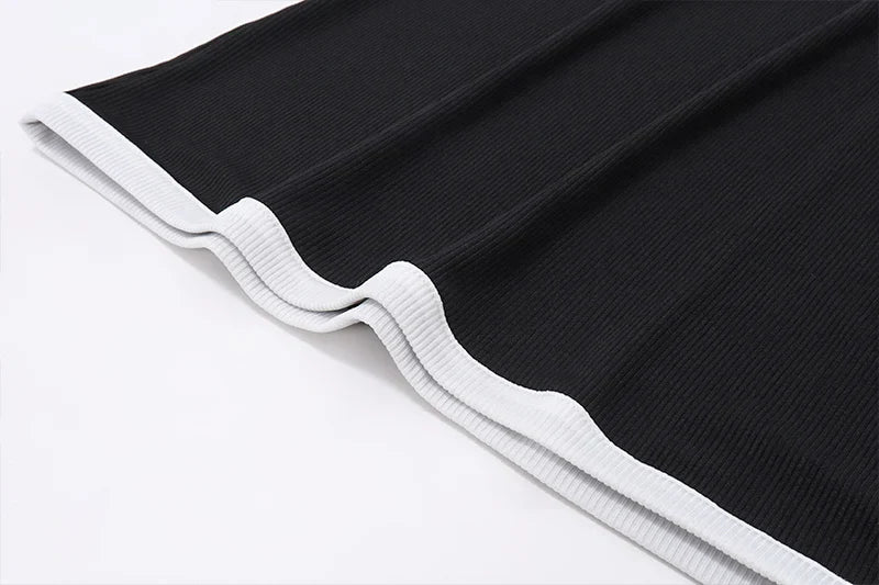 Casual Sporty Women Two Piece Set High Streetwear Patchwork Slip Tank Top with Skinny Elastic Mini Skirt