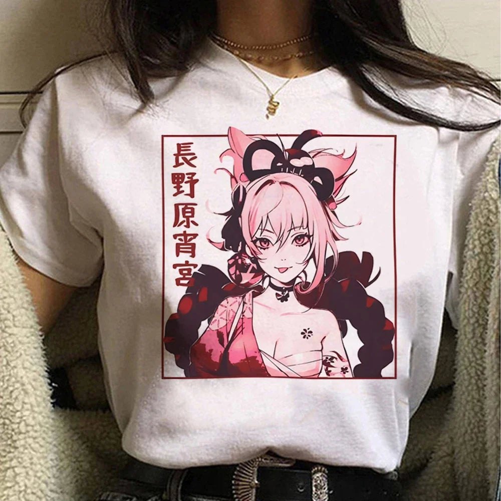Genshin Impact Women's Comic T Shirt Japanese Style Soft Comfortable Tee