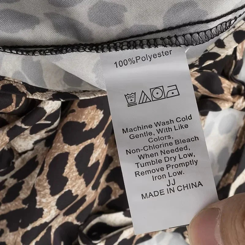 Women's Leopard Print Lace-Up Vintage Blouse Casual Loose Fit Y2K Chic Shirt