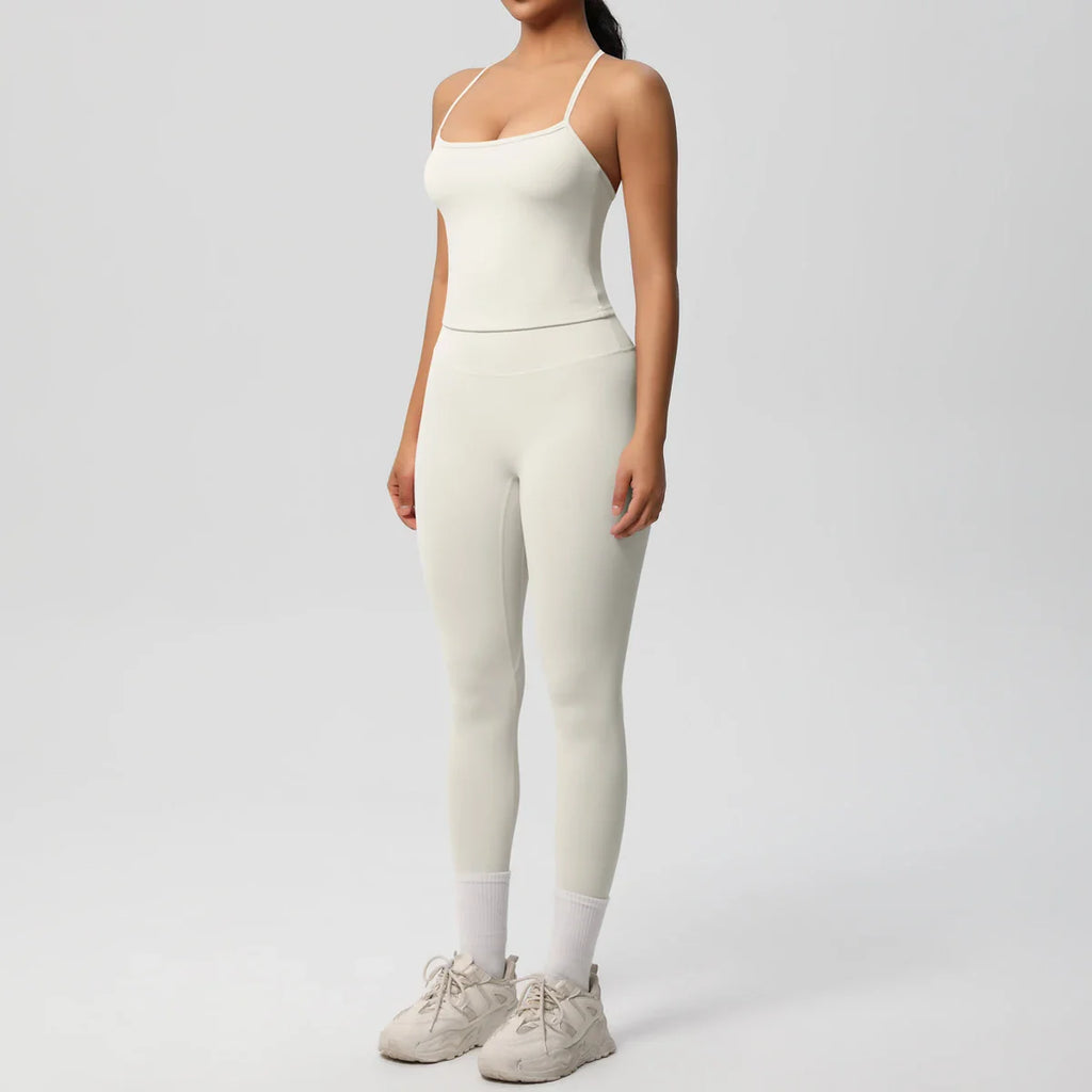 2PCS Nude Feeling Yoga Set for Women Push Up Sport Bra and High Waist Leggings Fitness Running Workout Tracksuit Activewear