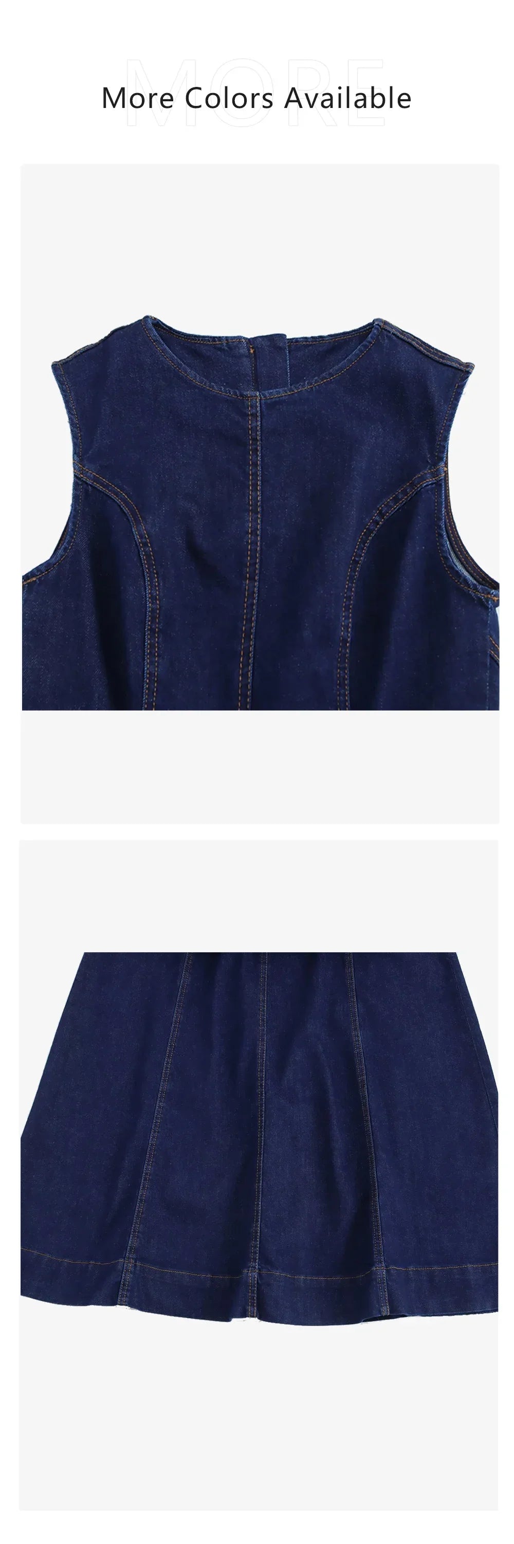 Cowboy Style Sleeveless Midi Dress With Zipper Decoration