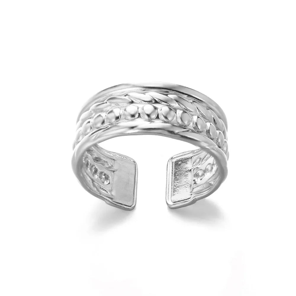 Adjustable 316L Stainless Steel Little Star Open Ring for Women - Trendy Gold Color Jewelry Gift for Weddings and Special Occasions