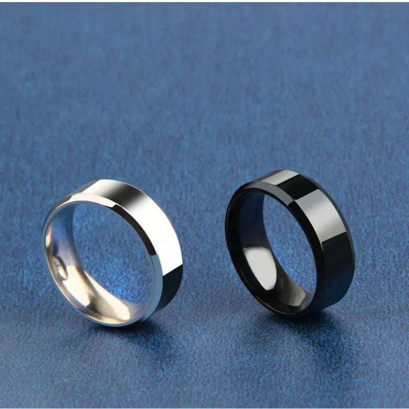 Stainless Steel Black Wedding Engagement Ring for Men and Women Quality Matte Finish Charm Jewelry