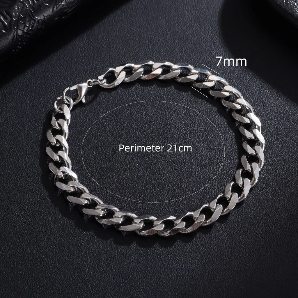 Trendy Cuban Chain Bracelet for Men and Women in Stainless Steel with 3mm 5mm 7mm 9mm Width Options