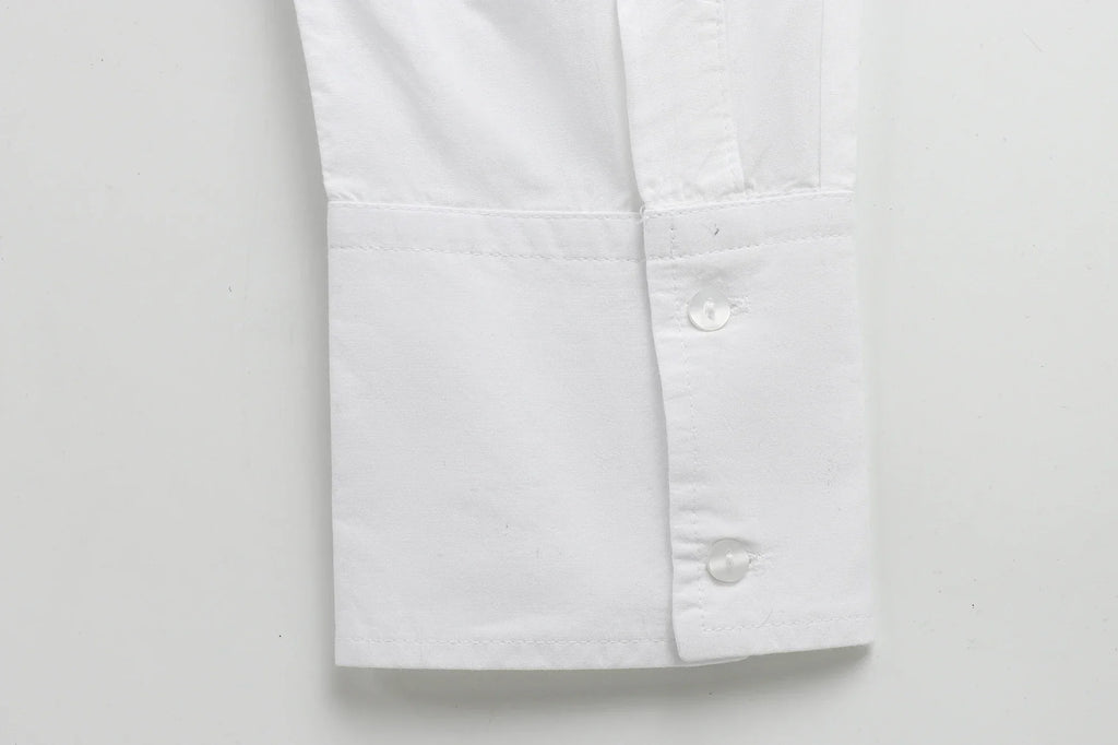 Spring Casual Women Blouse Long Sleeve Turn-down Collar Bow Tie Loose Fit Chic Shirt