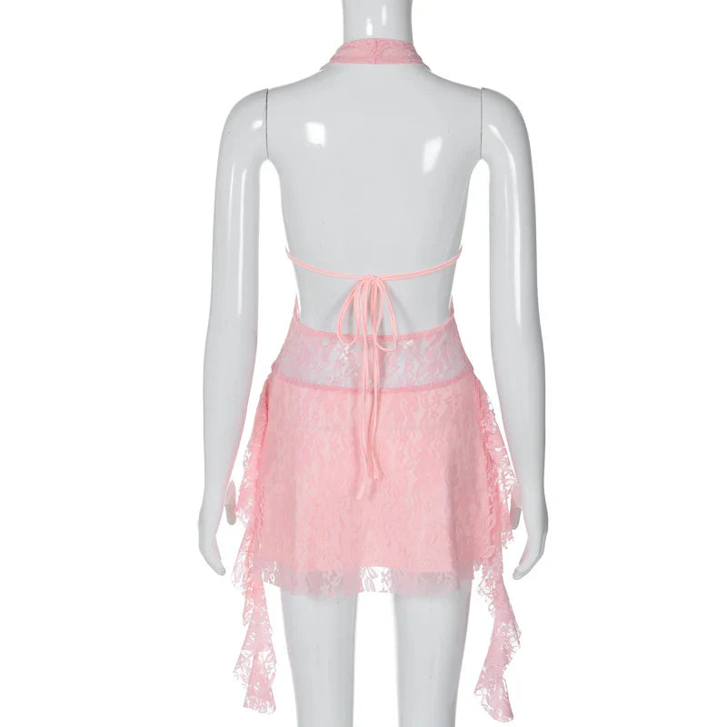 White Lace Bodycon Mini Dress For Party And Club Wear