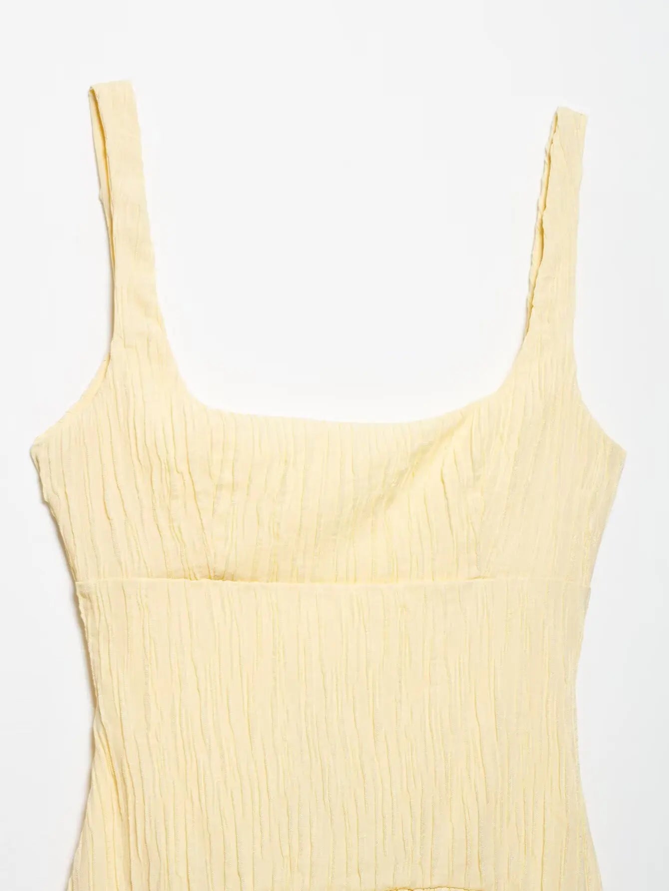 Textured Midi Dress For Women Square Neck Elegant Charm