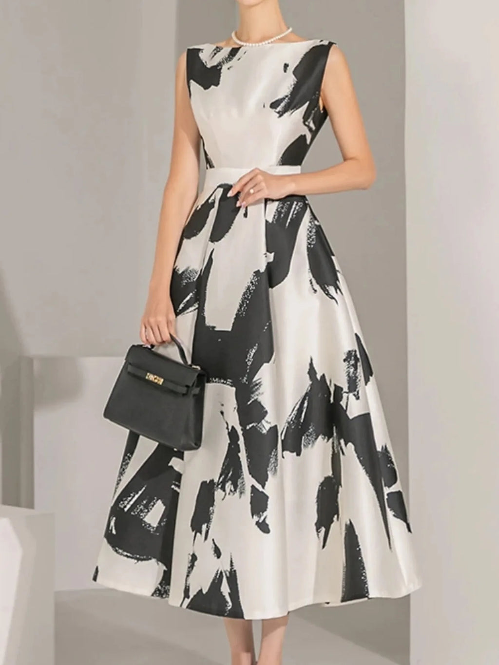 Women Sleeveless Midi Dress A Line For Party Casual Summer