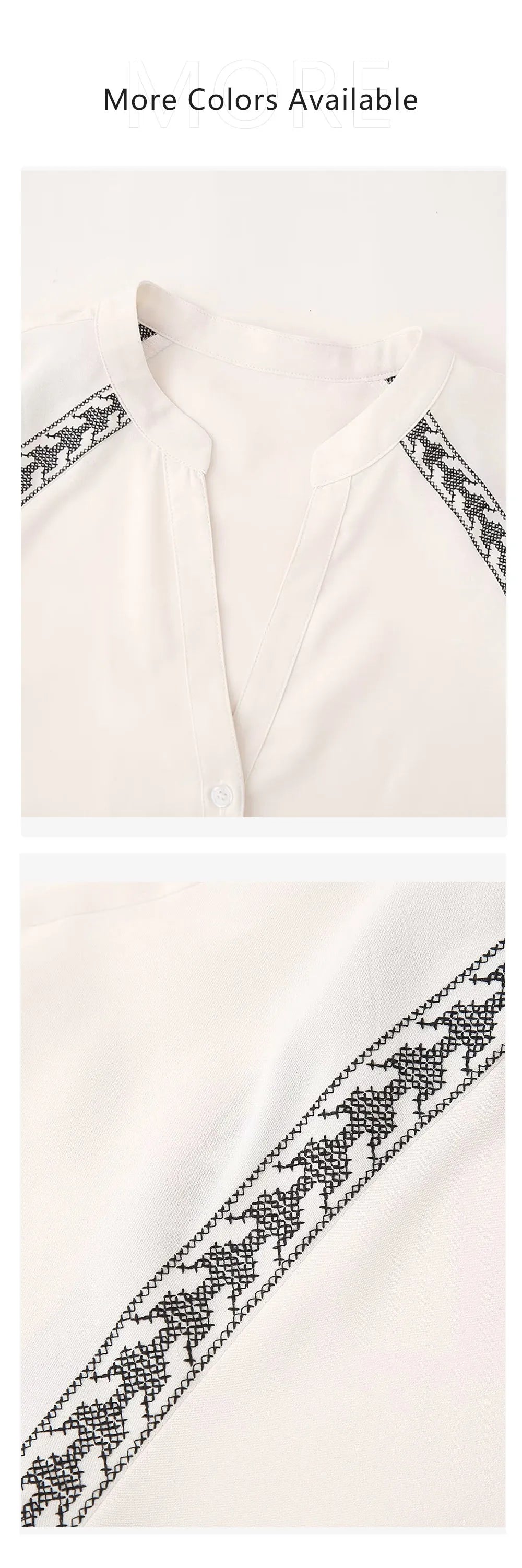 Loose Fit White Embroidered Cover Up Shirt Top for Women with Stylish Contrast Detailing and Versatile Casual Design