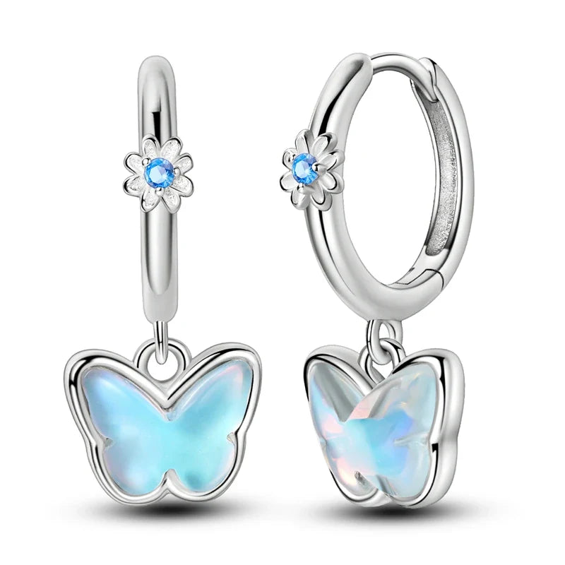 Colorful Butterfly Bee Ladybug Rainbow Flower Earrings in 925 Sterling Silver for Women Fashion Jewelry Gifts