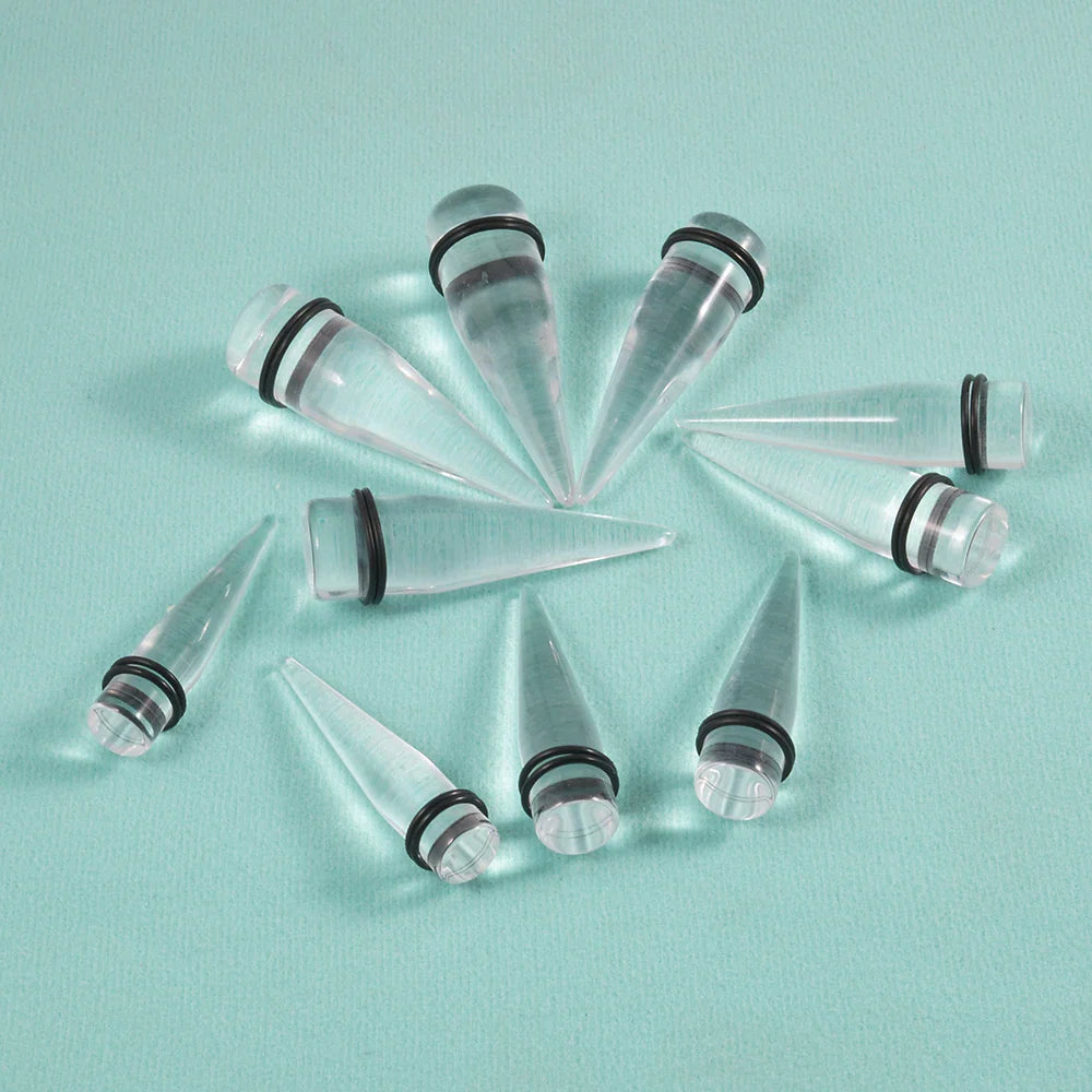Black and White Acrylic Spiral Ear Stretcher Taper Piercing Expander Plugs 12mm to 24mm