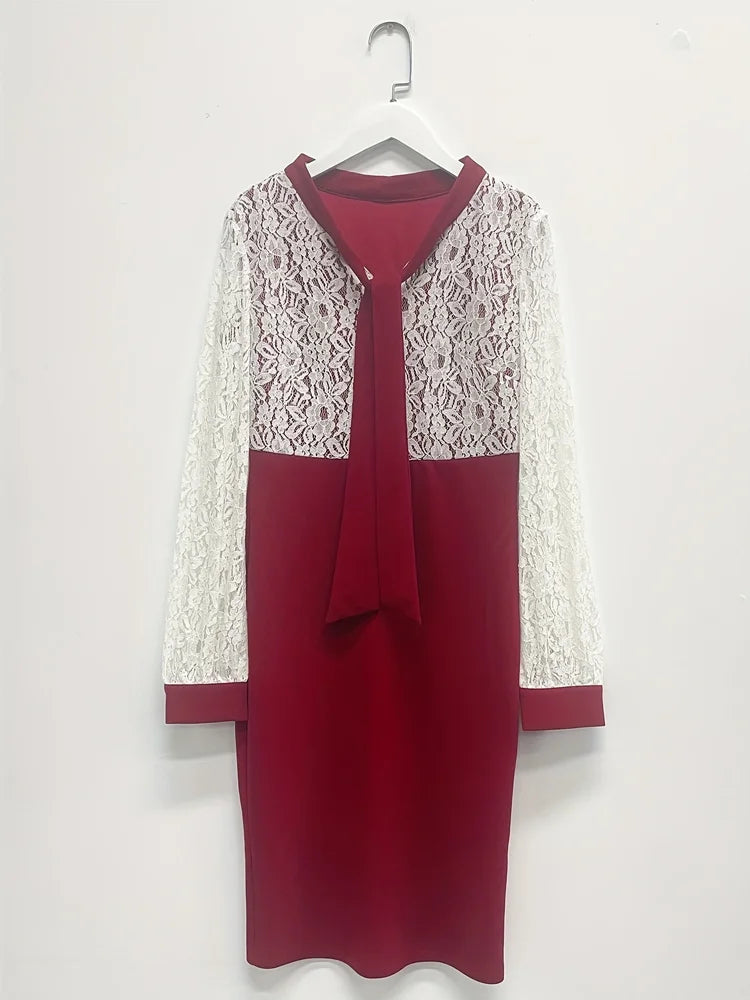 Casual Elegant Solid Bandage Dress With Patchwork Cutouts