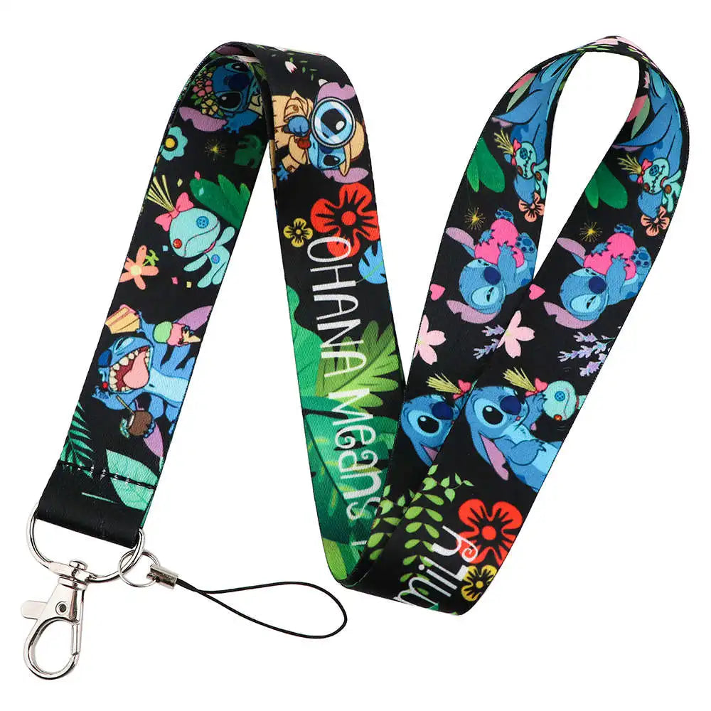 Stitch Cute Cartoon Animation Lanyard for Keys ID Credit Card Pass Mobile Phone Charm Neck Strap Badge Holder