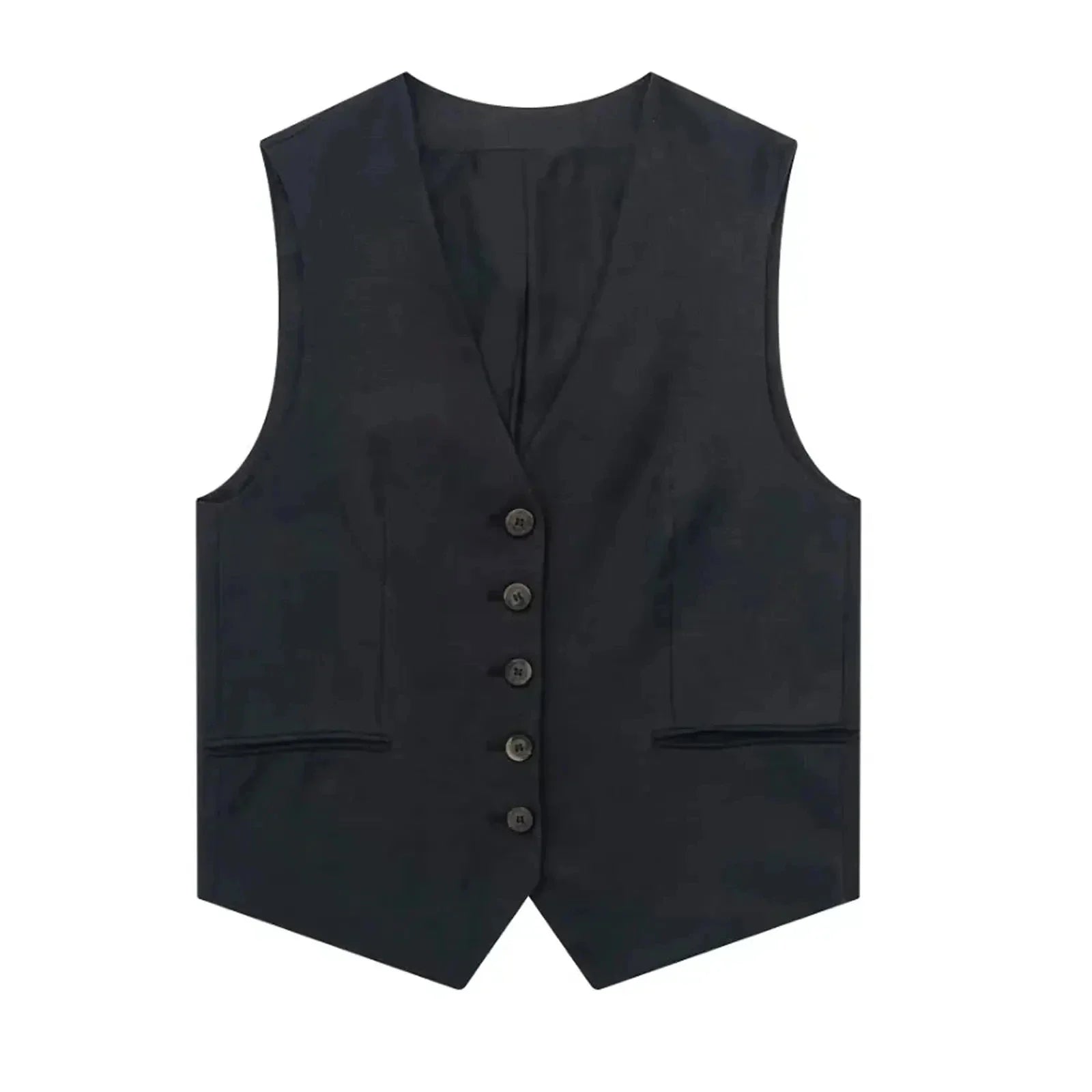 Casual Linen Sleeveless V-Neck Vest for Women Single Breasted Office Fashion Lightweight Linen Top