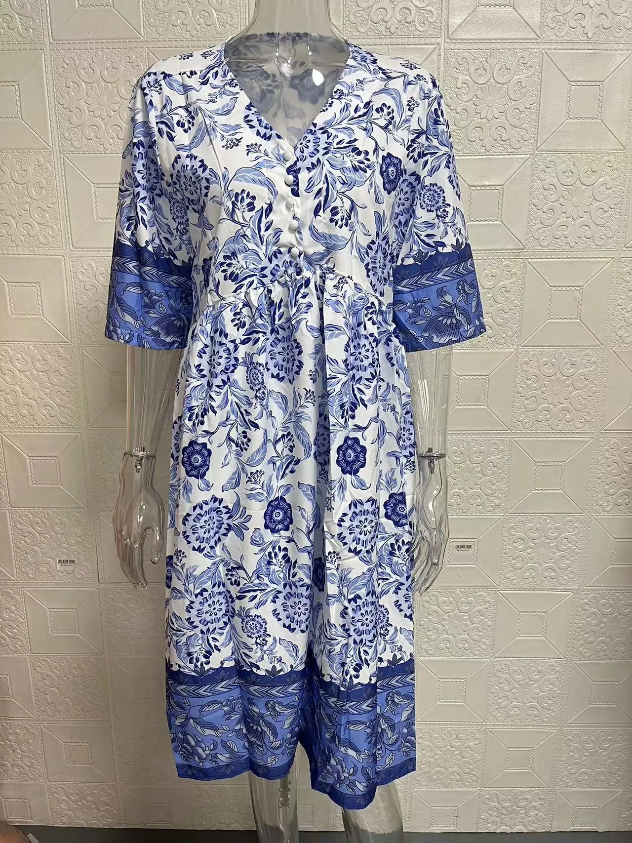 Loose Floral Print Elegant V Neck Dress For Women Everyday