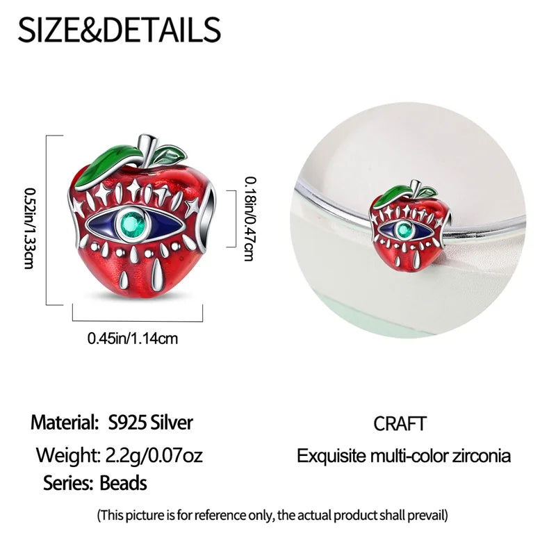 925 Silver Red Charms Beads for DIY Jewelry Bracelets Featuring Strawberry Ladybird and Lipstick Design