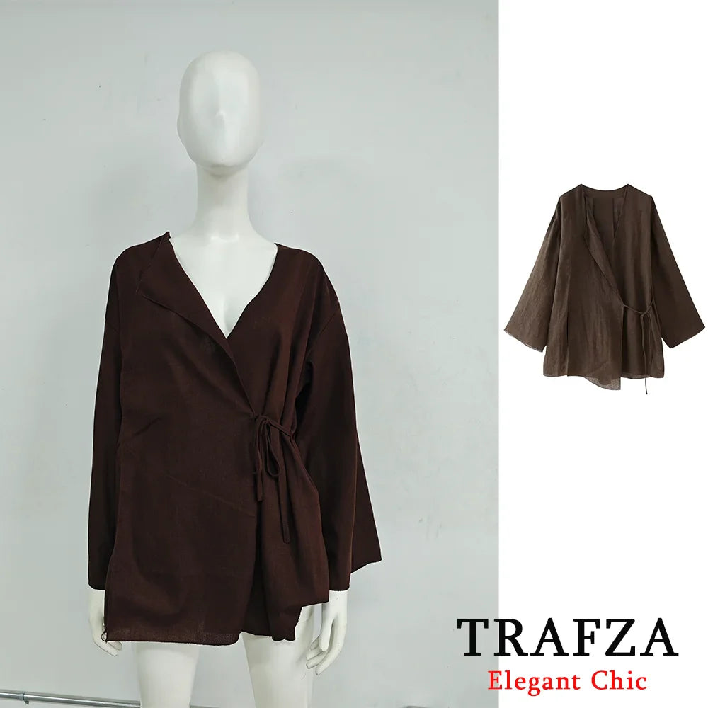 Casual Chic Solid Two Piece Women Set with Long Sleeve Kimono Jacket and Pants Nightwear Suit