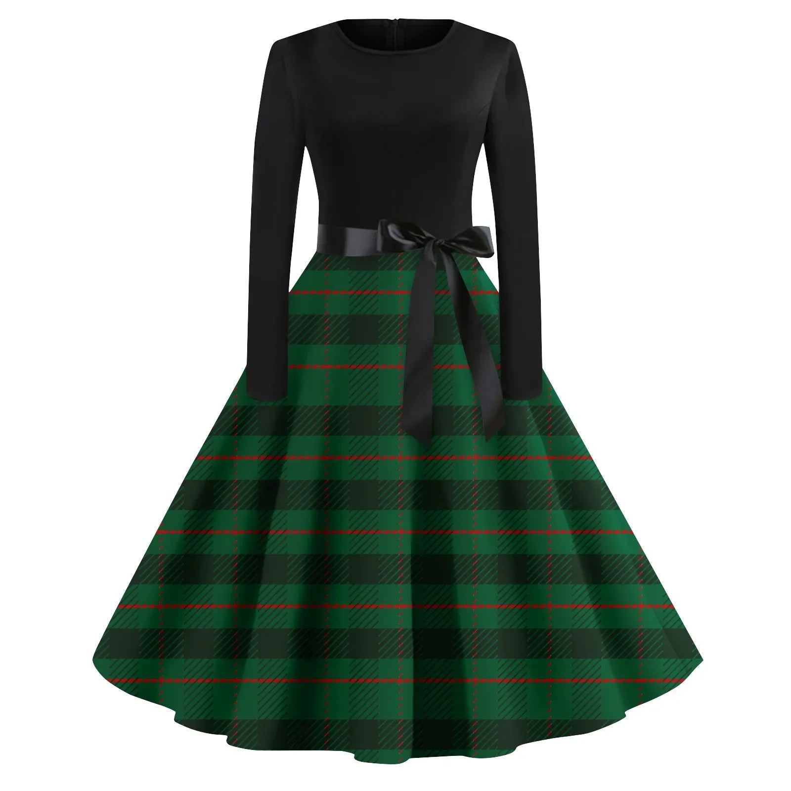 Winter Vintage Christmas Dress Women Long Sleeve 50s 60s