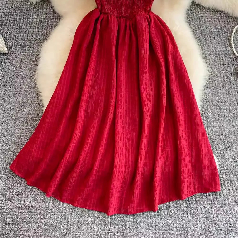 Ruffled Off Shoulder Dress Chiffon Beach Summer Fashion