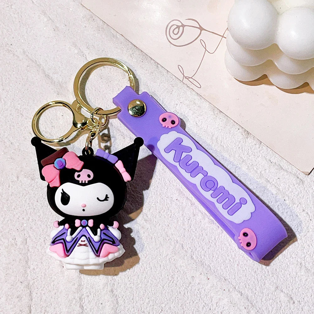 Kawaii Sanrio Kuromi Keychain PVC Doll Cartoon Anime Bag Pendant Car Keyring Accessory