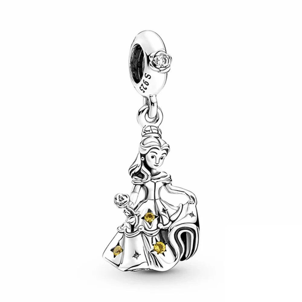 Beauty and the Beast 925 Sterling Silver DIY Charm for 3mm Bracelets with Eternal Rose Design