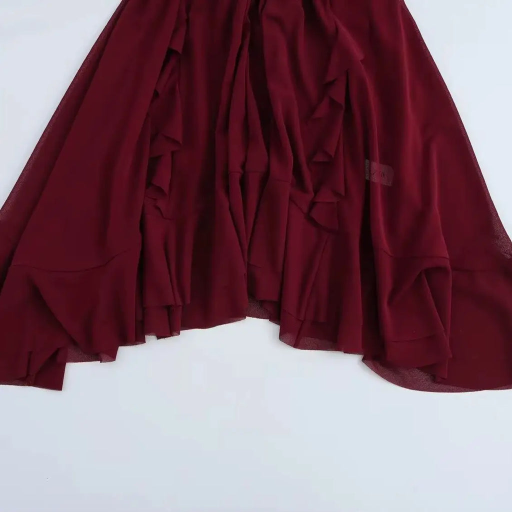 Elegant Women Blouse with Stand Up Collar Ruffle Edge Decoration and Folded Sleeve Detail Chic Shirt Top