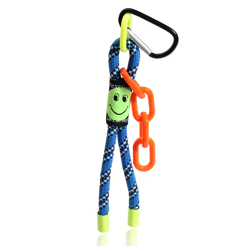 Iridescent Braid Rope Keychain Carabiner Ring for Backpack Pendant Accessory