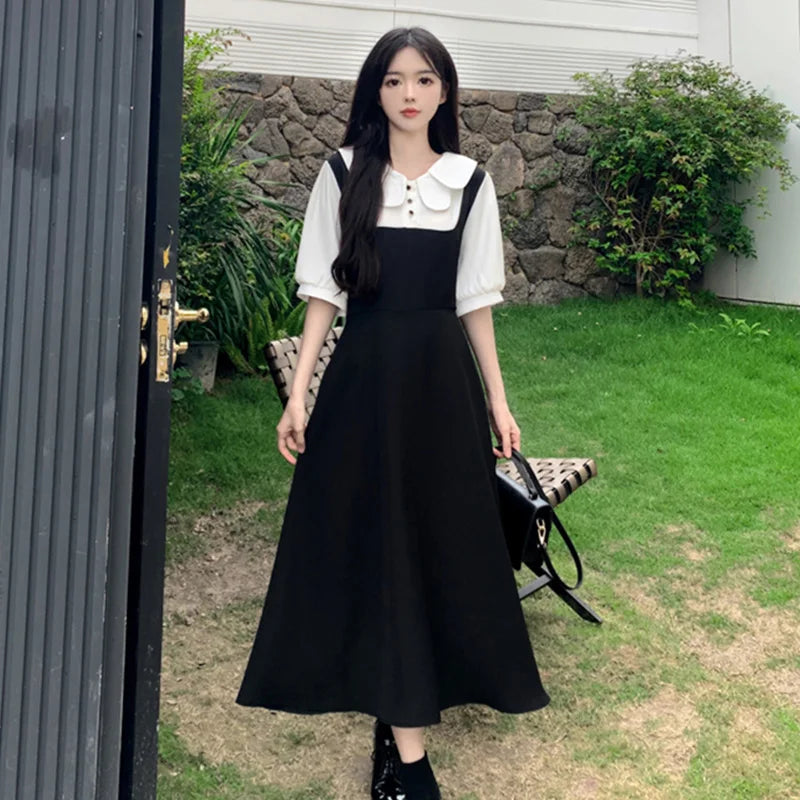 Korean Style Kawaii Summer Midi Dress For Women Ladies