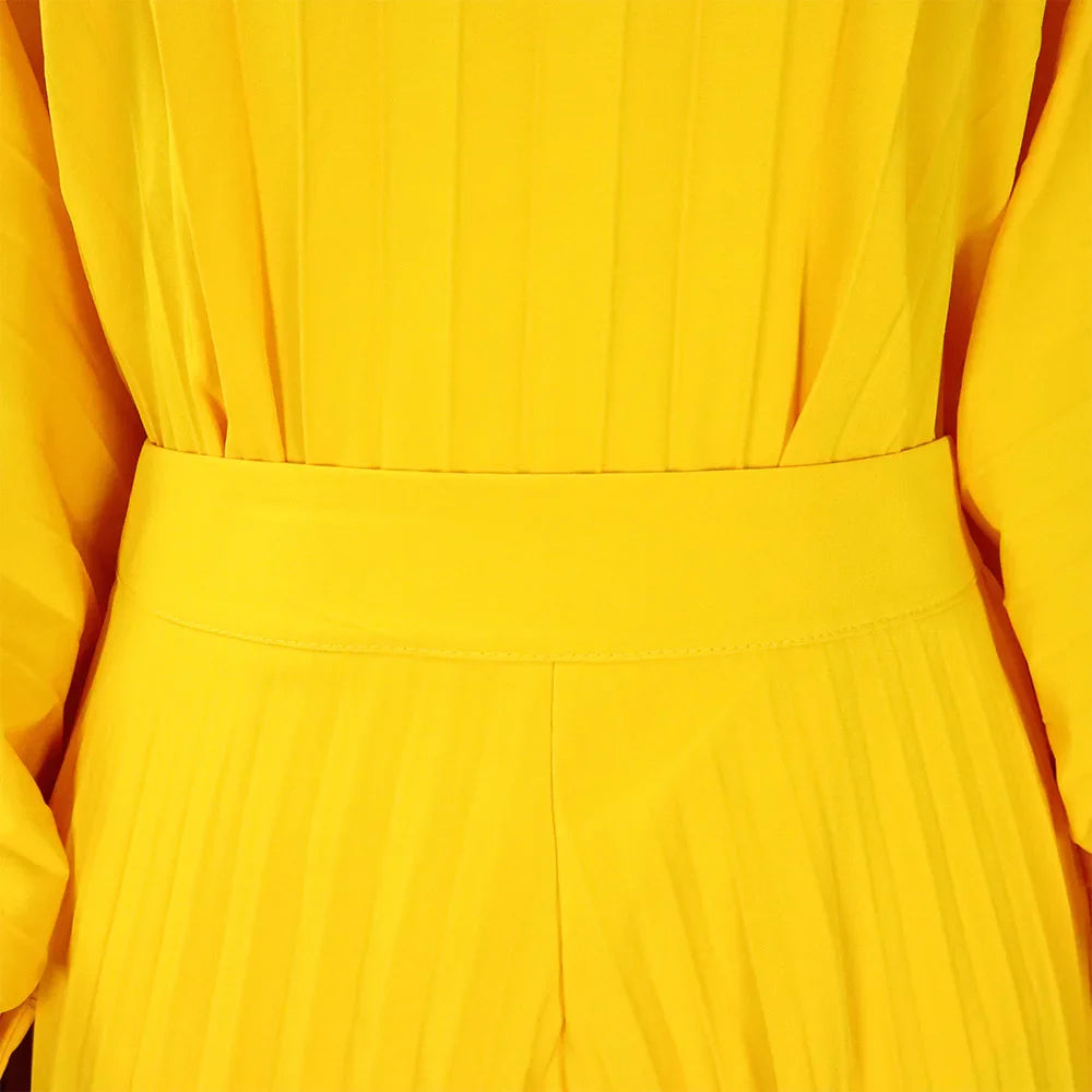 Elegant 2 Piece Women's Outfit with O Neck Blouse and High Waisted Wide Leg Pants Set