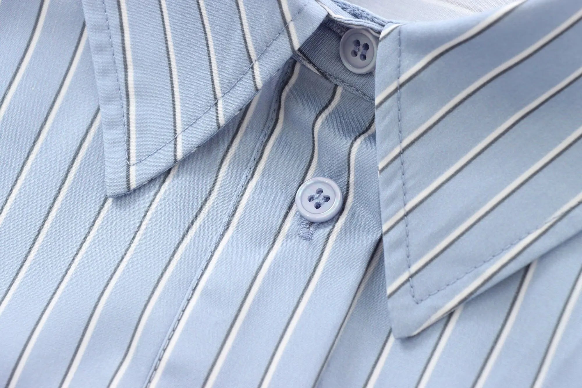 Women's Casual Striped Long Sleeve Short Shirt Simple Versatile Fashion Top