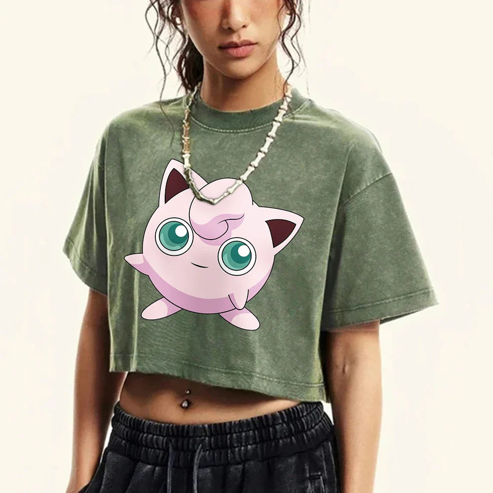 Cotton Casual Jigglypuff Tee Shirt for Women and Men - Vintage Retro Humor Summer Crop Top