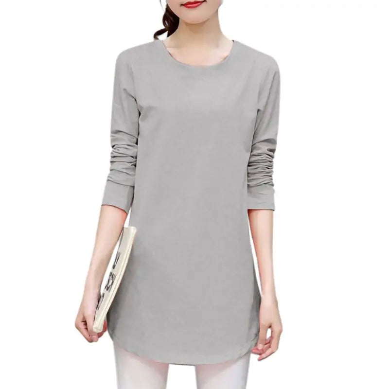 Women Slim Fit Long Sleeve Casual Blouse in Solid Colors