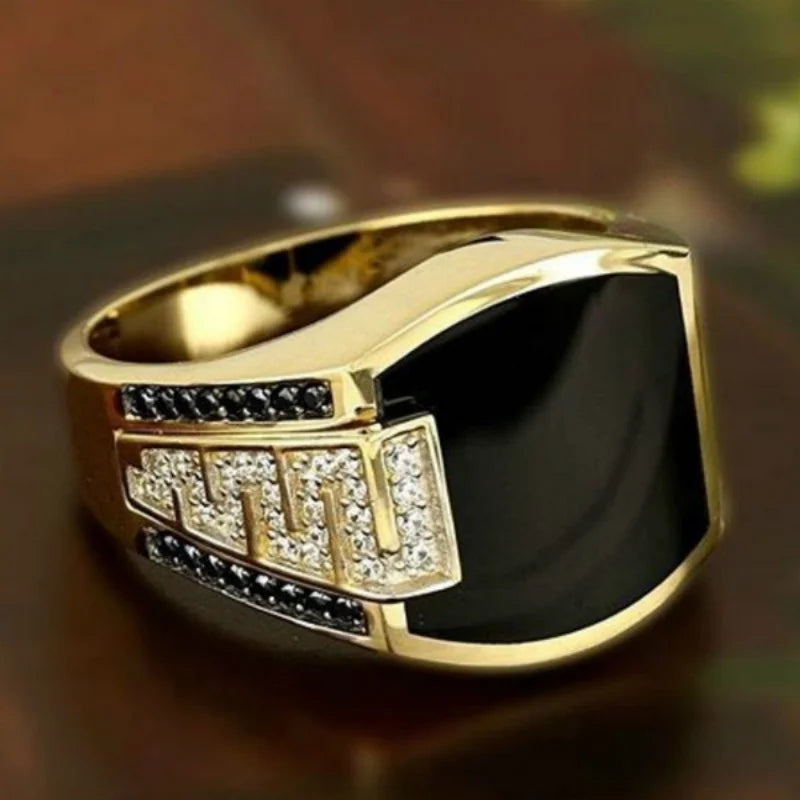 Classic Men's Gold Color Punk Ring for Engagement or Wedding Luxury Jewelry