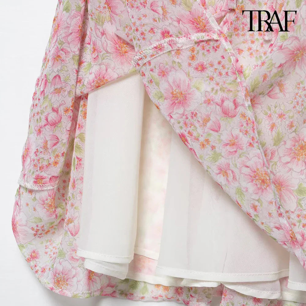 Floral Sweetheart Neck Mini Dress For Beach Party Wear