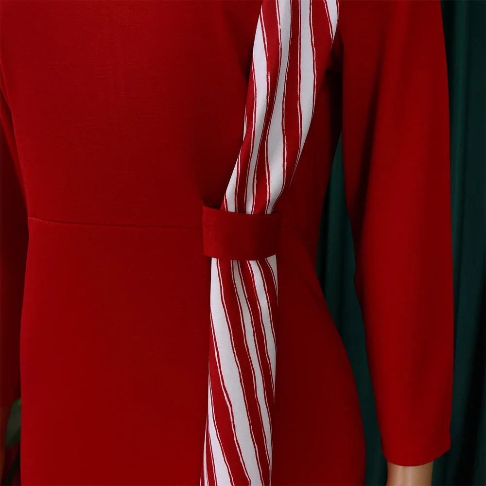 Office Dress For Women Professional O Neck Striped Sheath