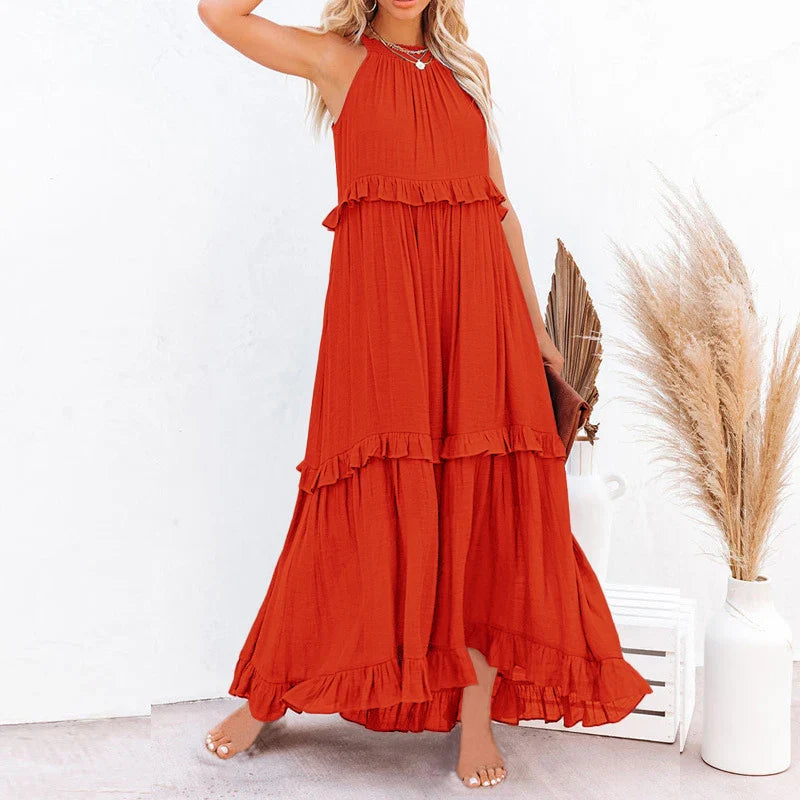 Summer Sleeveless Maxi Dress With Irregular Hem For Holiday