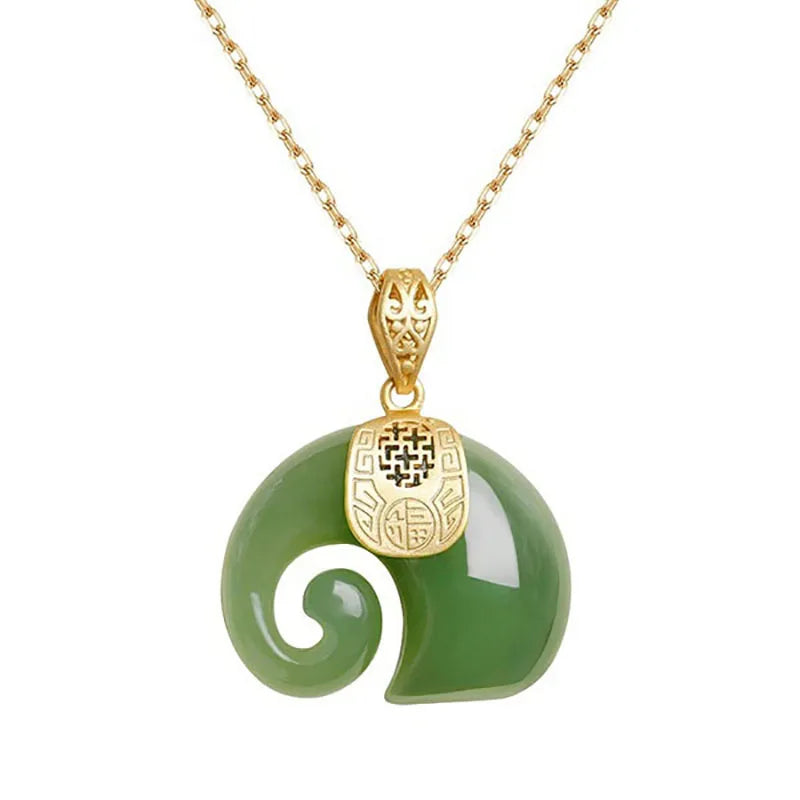 Natural Stone Jade Elephant Pendant Necklace with 18K Gold Plated Chain for Women Perfect for Birthdays and Anniversaries