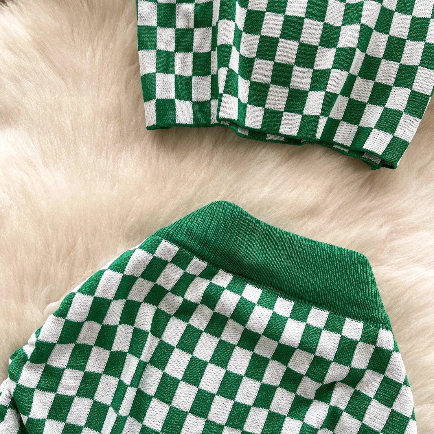 Women's Plaid Strapless Mini Top and High Waist Bodycon Skirt Set Casual Knitted Two-Piece Outfit