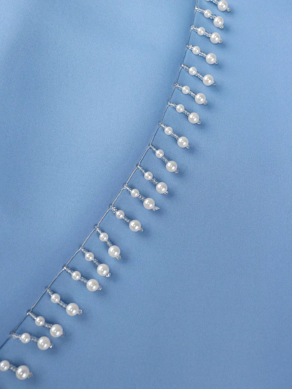 Blue Tassel Evening Gown Square Neck Beaded Patchwork Dress