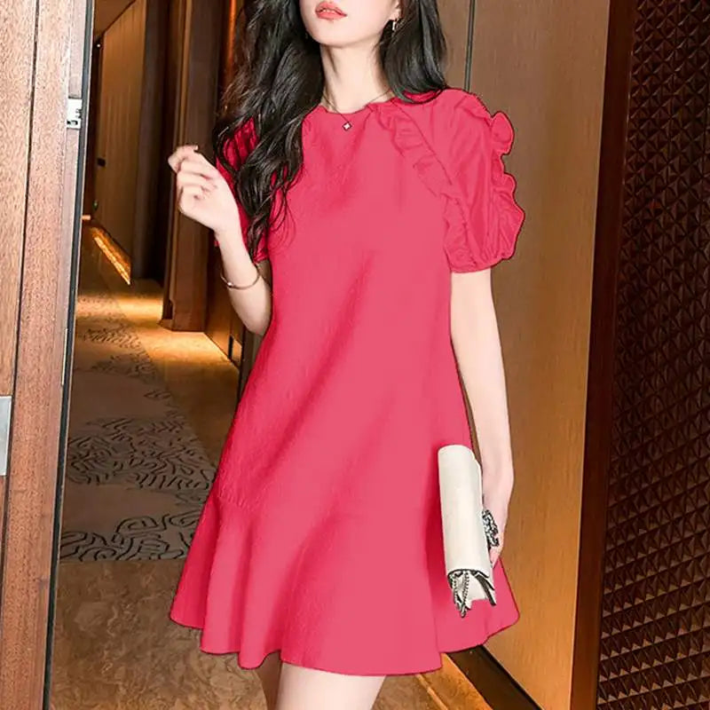 Womens Summer Sundress A Line Short Sleeve Casual Dress