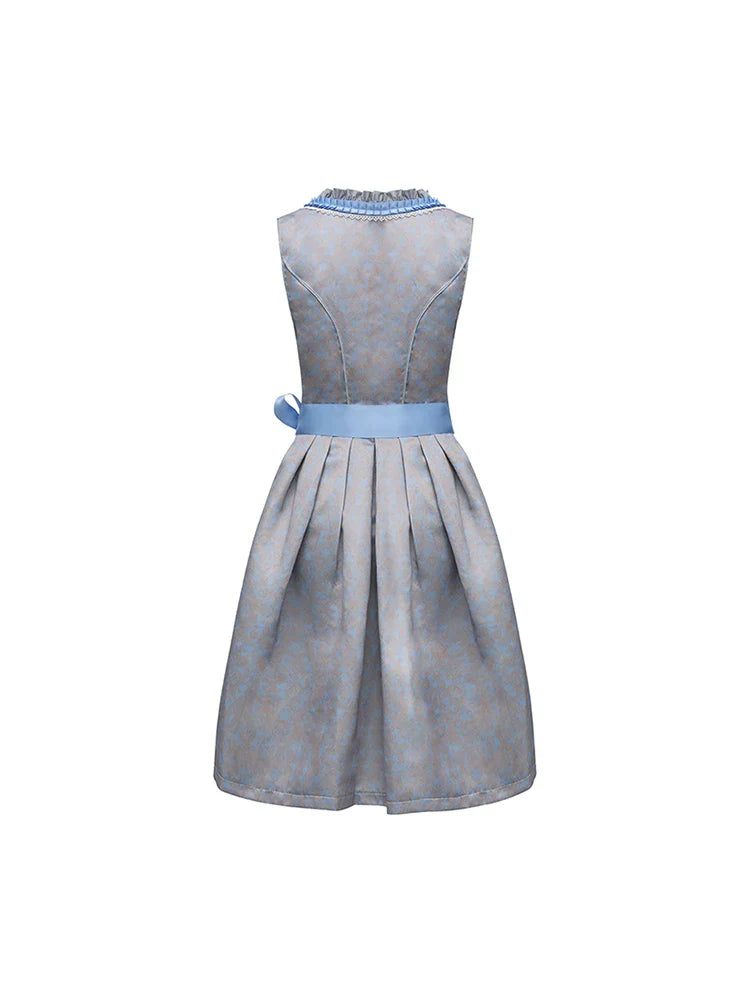 Dirndl Dress Women Midi Apron Oktoberfest Pink Blue