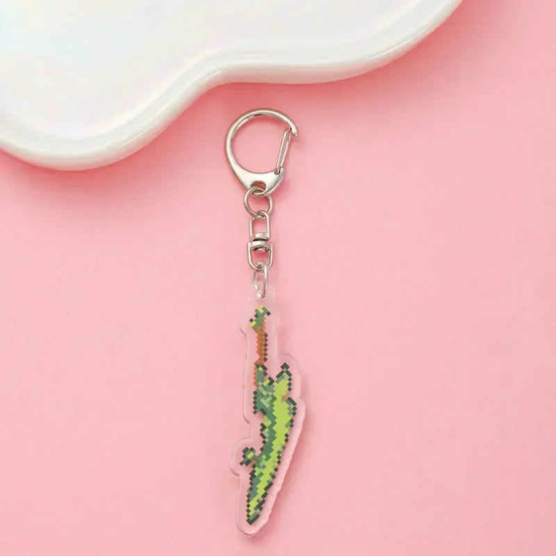 Diamond Sword Keychain with Enchanted Golden Apple and Pickaxe Model Toys for Gamers and Collectors