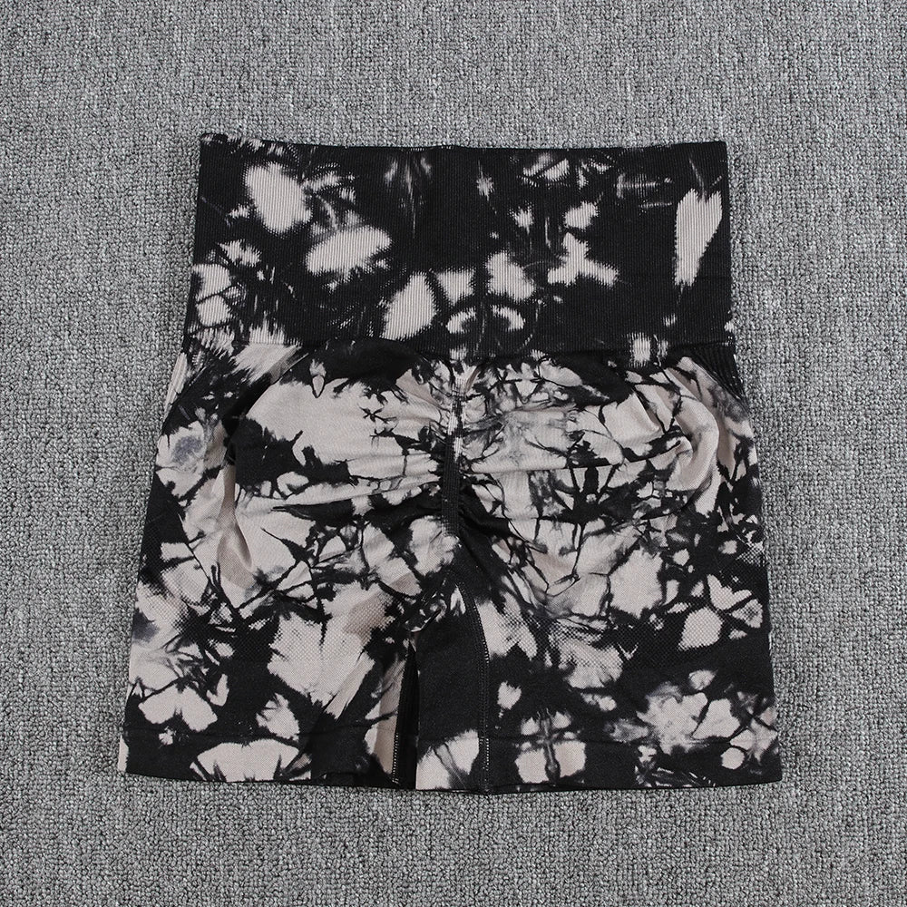 1/2/3PCS Tie Dye Seamless Women's High Waist Activewear Sets Stretch Sport Pants and Y2K Print Crop Tops for Running and Autumn Fitness