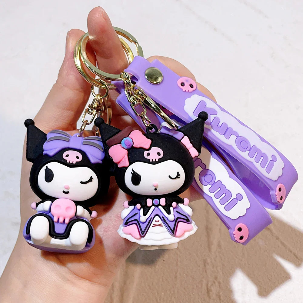 Kawaii Sanrio Kuromi Keychain PVC Doll Cartoon Anime Bag Pendant Car Keyring Accessory