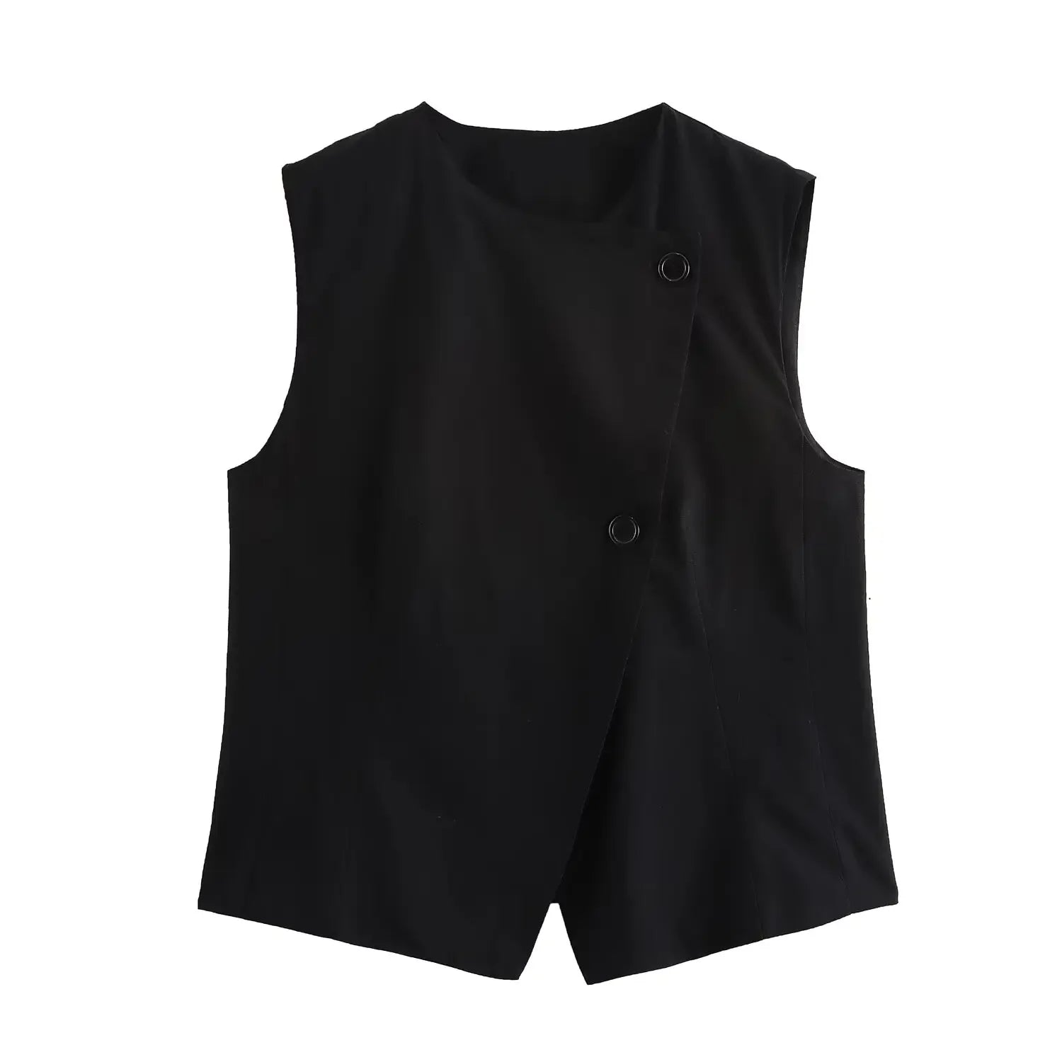 Chic Black Double Breasted Vest and Straight Leg Long Casual Shorts Set for Women Stylish Versatile Autumn Outfit