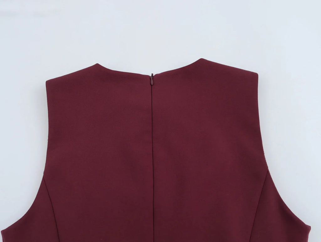 Hollow Out Bow Mini Dress Women Pleated Sleeveless Party