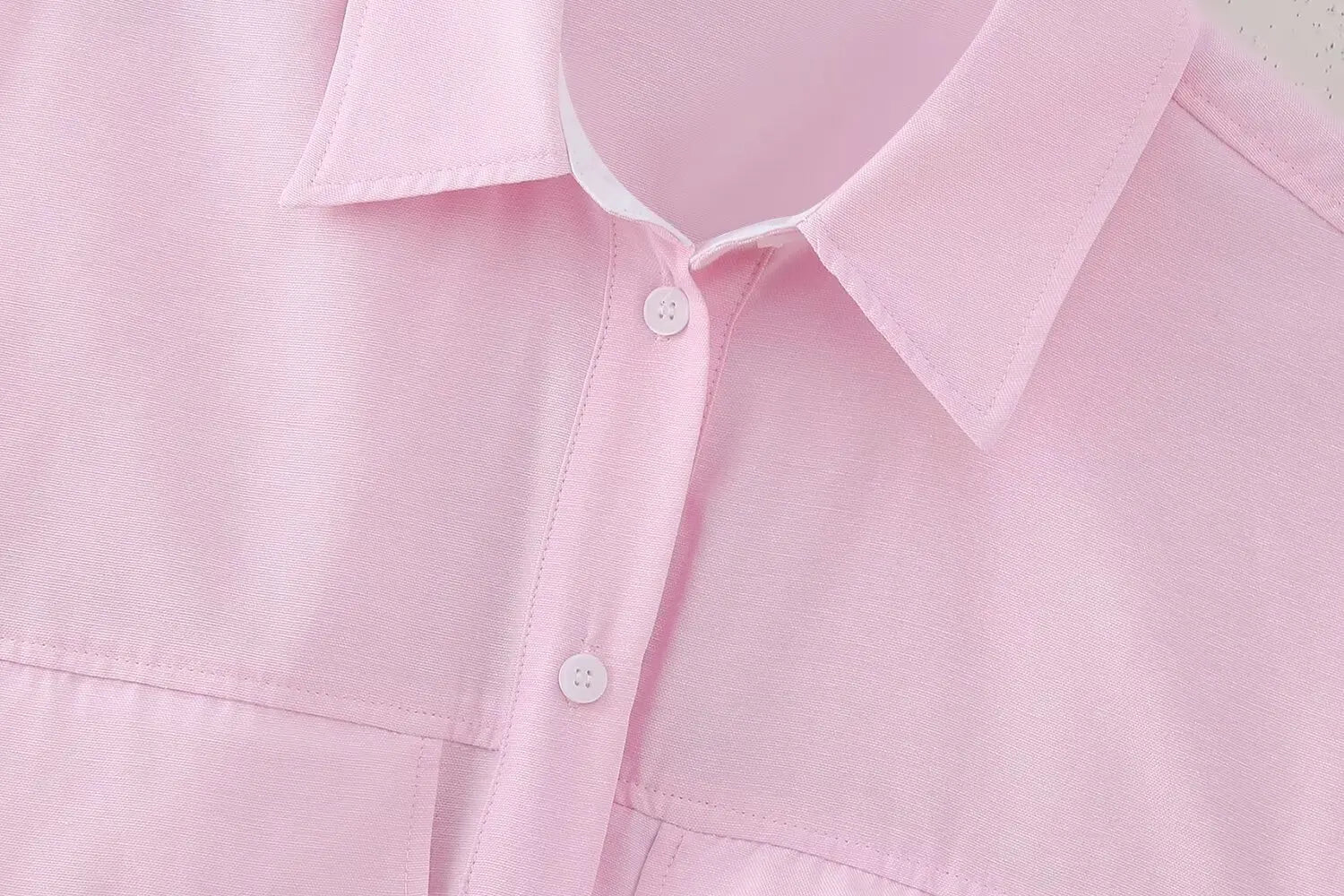 Elegant Patchwork Blouse for Women Long Sleeve Single Breasted Lapel Shirt Chic Short Top