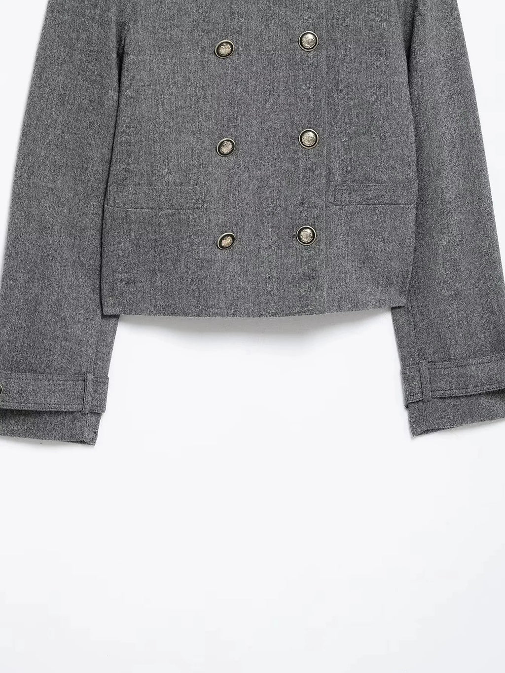 Double Breasted Epaulet O Neck Jacket with Chic Sashes and Pleated Mini Skirt Women's Streetwear Suit