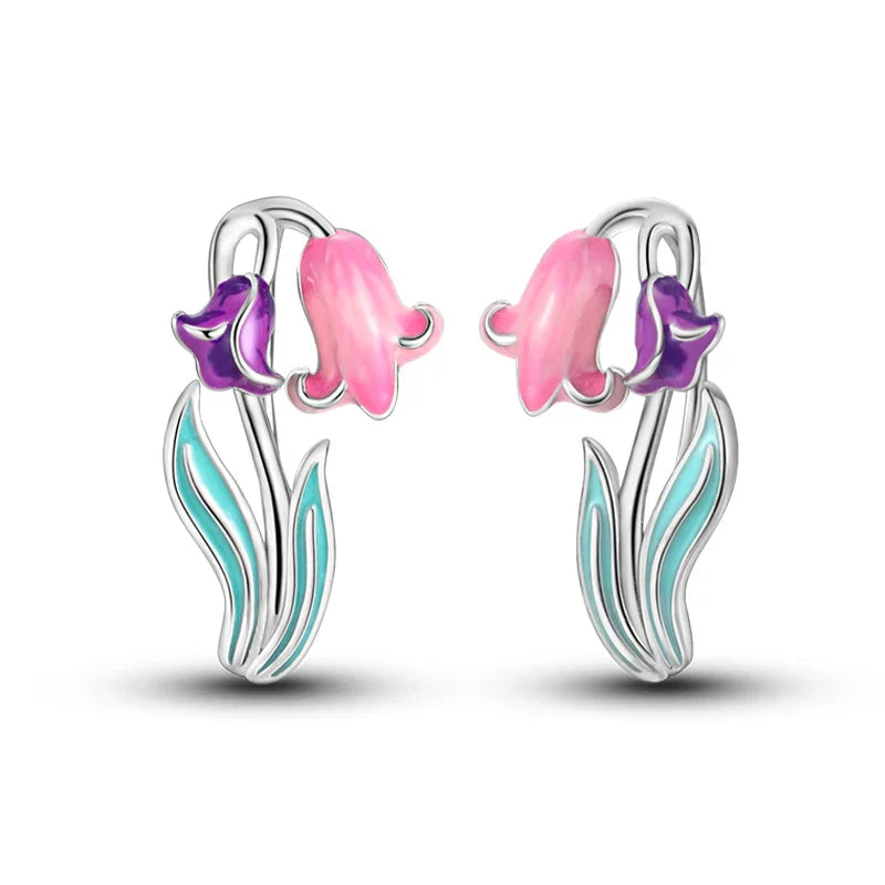 Colorful Butterfly Bee Ladybug Rainbow Flower Earrings in 925 Sterling Silver for Women Fashion Jewelry Gifts