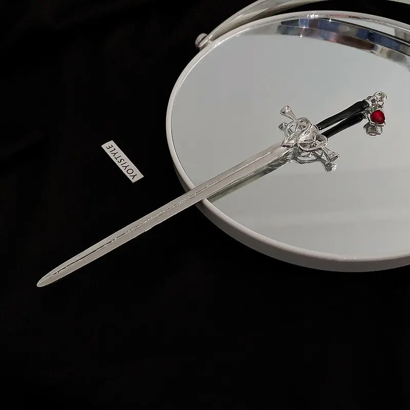 Sword Hairpin Headdress for Women Vintage Hair Accessories Geometric Ponytail Holder DIY Hairstyle Jewelry